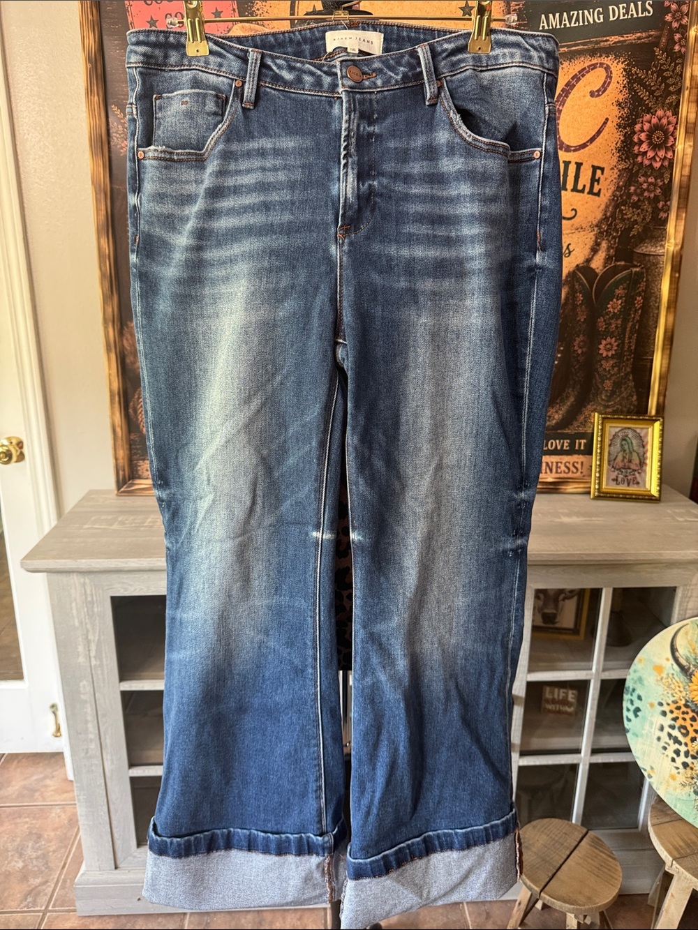 RISEN Classic Women's Blue Denim Jeans w/Flare Sz 1XL